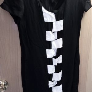 Black dress with checked pattern